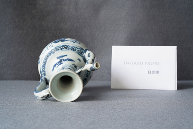 A Chinese blue and white 'grapevine' ewer, Ming