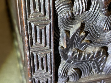 Un petit cabinet en bois sculpt&eacute; &agrave; d&eacute;cor de dragons, Chine, R&eacute;publique