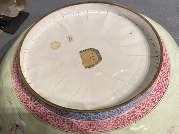A large Chinese Canton enamel 'scholars' bowl, Yongzheng/Qianlong