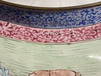 A large Chinese Canton enamel 'scholars' bowl, Yongzheng/Qianlong