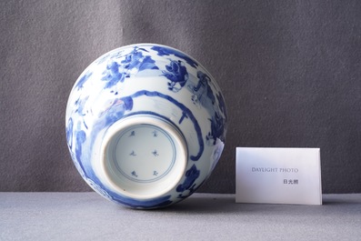 A Chinese blue and white 'immortals' bowl, Kangxi
