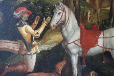 Ecole flamande d'apr&egrave;s Albrecht D&uuml;rer, 16/17&egrave;me, huile sur panneau: Saint Eustache ou Saint Hubert