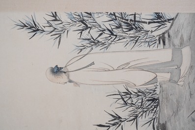 Zhang Daqian (1899-1983), ink and colour on paper, dated 1949: 'Amidst the bamboo'