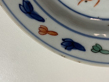 A Chinese wucai ko-sometsuke 'phoenix' plate, Transitional period