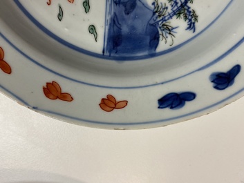 A Chinese wucai ko-sometsuke 'phoenix' plate, Transitional period