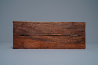 A Chinese wooden box with scholar's objects for a calligrapher or painter, 19th C.