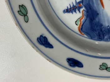 A Chinese wucai ko-sometsuke 'phoenix' plate, Transitional period