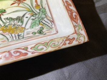 A Chinese wucai ko-sometsuke square tray with a frog, Tianqi