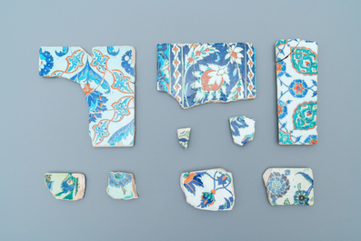 A collection of Iznik tile fragments, Turkey, 16/17th C.