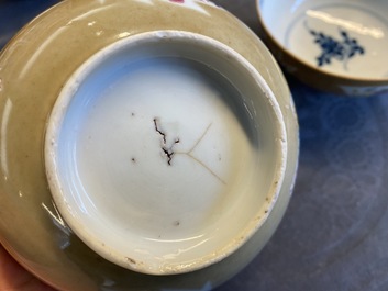 Four Chinese famille rose capucin brown-ground bowls, Qianlong