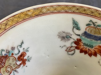 A Chinese relief-decorated 'squirrel and grapevine' spittoon, Yongzheng