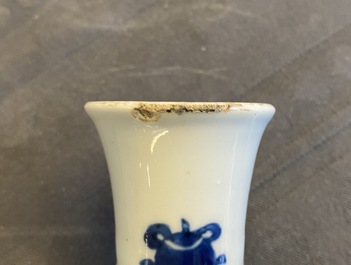 A Chinese blue and white vase with elephant-head handles, Chenghua mark, Kangxi
