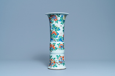 A Chinese wucai 'gu' vase with a phoenix, Shunzhi