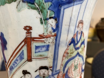 Een Chinese wucai vaas met figuren in een landschap, Transitie periode