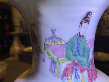 A Chinese famille rose vase with ladies playing go, Yongzheng
