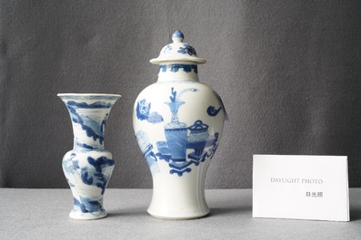 Two Chinese blue and white vases, Kangxi