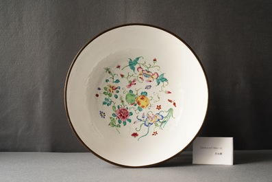 A large Chinese Canton enamel 'scholars' bowl, Yongzheng/Qianlong