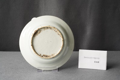 A Chinese wucai ko-sometsuke 'phoenix' plate, Transitional period