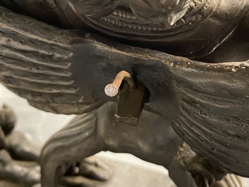 A Tibetan bronze group of Mahakala and his consort Yab-Yum, 19th C.