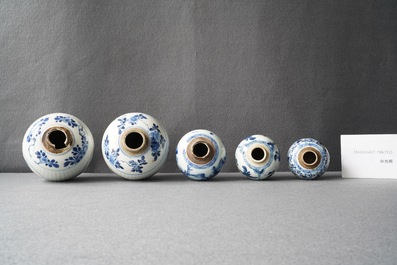 Five Chinese blue and white jars, Kangxi