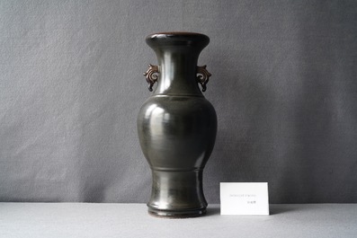 A Chinese monochrome teadust vase, Yongzheng mark, 19th C.