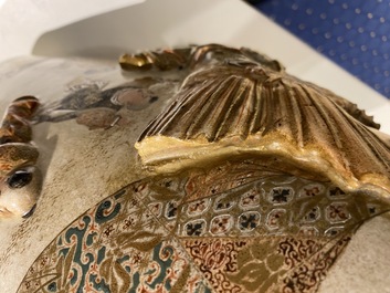 Two Japanese relief-moulded Satsuma vases, Meiji, 19th C.