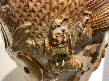 Two Japanese relief-moulded Satsuma vases, Meiji, 19th C.