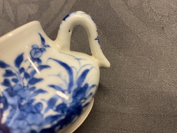 A Chinese blue and white miniature teapot and cover, Chenghua mark, Kangxi