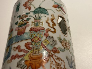 Six various Chinese famille rose and qianjiang cai vases, 19/20th C.
