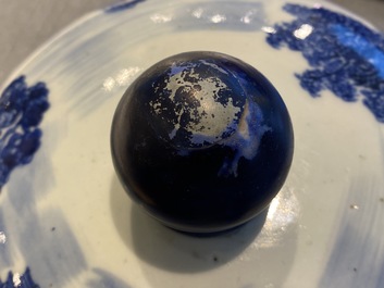 A large Chinese blue and white vase and cover, 19th C.