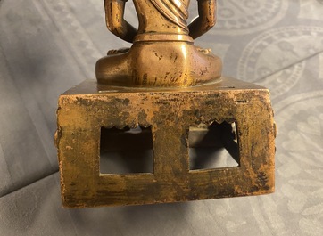 A Chinese gilt bronze figure of Buddha Amitayus, Qianlong, dated 1770