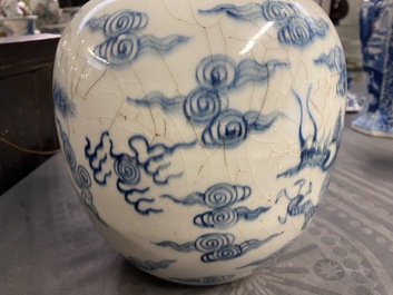 A Chinese blue and white 'dragon and phoenix' ginger jar, Yongzheng