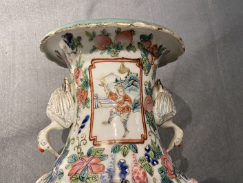 Vijf Chinese famille rose vazen, 19e eeuw