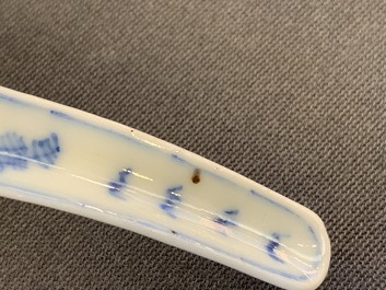 Five Chinese blue and white 'landscape' spoons, 19th C.