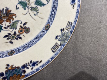 A large Chinese doucai charger with floral design, Qianlong
