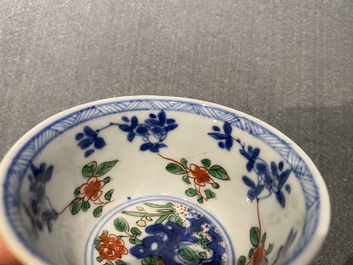 Six tasses et soucoupes en porcelaine de Chine famille verte, Kangxi
