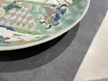 A Chinese famille verte dish with a narrative scene, Kangxi