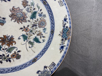 A large Chinese doucai charger with floral design, Qianlong