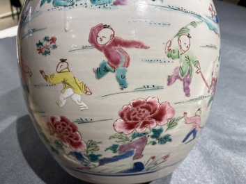A Chinese famille rose 'hundred boys' jar, Yongzheng
