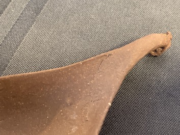 Six Chinese Yixing stoneware, lacquer and Canton enamel spoons, 19/20th C.