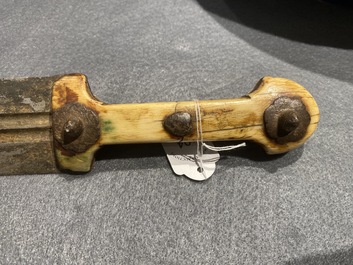 A 'kindjal' dagger with bone handle, Eastern Europe, 19th C.