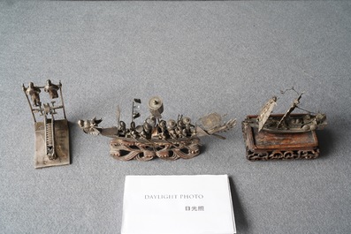 Een collectie Chinese zilveren miniaturen, 19e eeuw