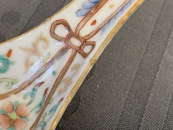 A large Chinese famille rose relief-moulded spoon, Daoguang mark and of the period