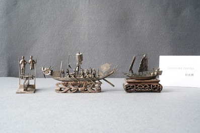 Een collectie Chinese zilveren miniaturen, 19e eeuw