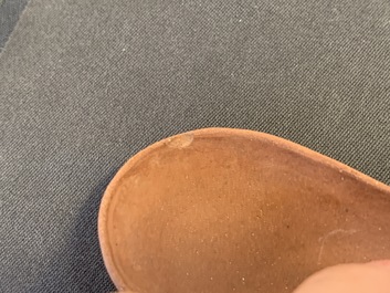 Six Chinese Yixing stoneware, lacquer and Canton enamel spoons, 19/20th C.