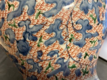 A Chinese wucai vase with floral design, Transitional period