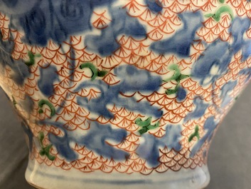 A Chinese wucai vase with floral design, Transitional period