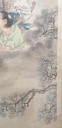 Qian Huian (1833-1911), encre et couleurs sur papier, 19&egrave;me: 'Fugui shoukao, d'apr&egrave;s Wen Anguo'