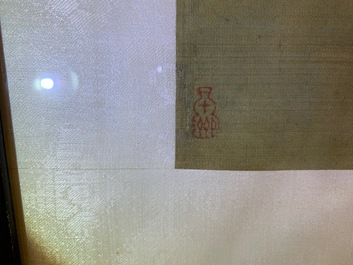 Chinese school, inkt en kleur op zijde, 18e eeuw: 'De opmaak van een dame'