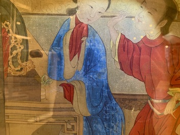 Chinese school, inkt en kleur op zijde, 18e eeuw: 'De opmaak van een dame'